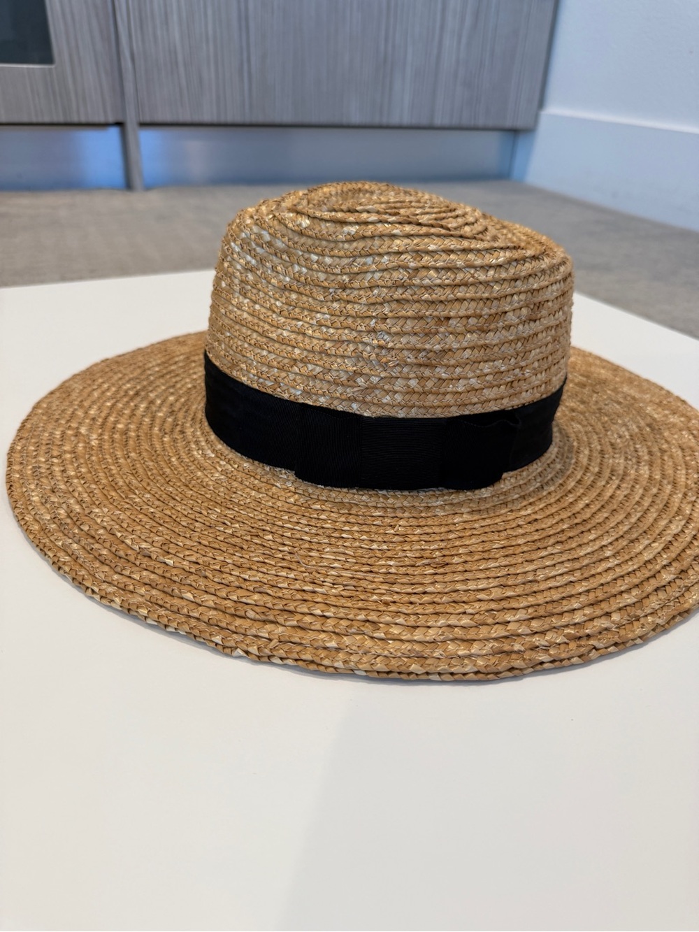 Brixton Tan Straw Wide-Brim Hat with Black Band